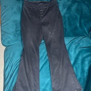 Halara Black Flared Pants with Button Detail and Tummy Control Panel